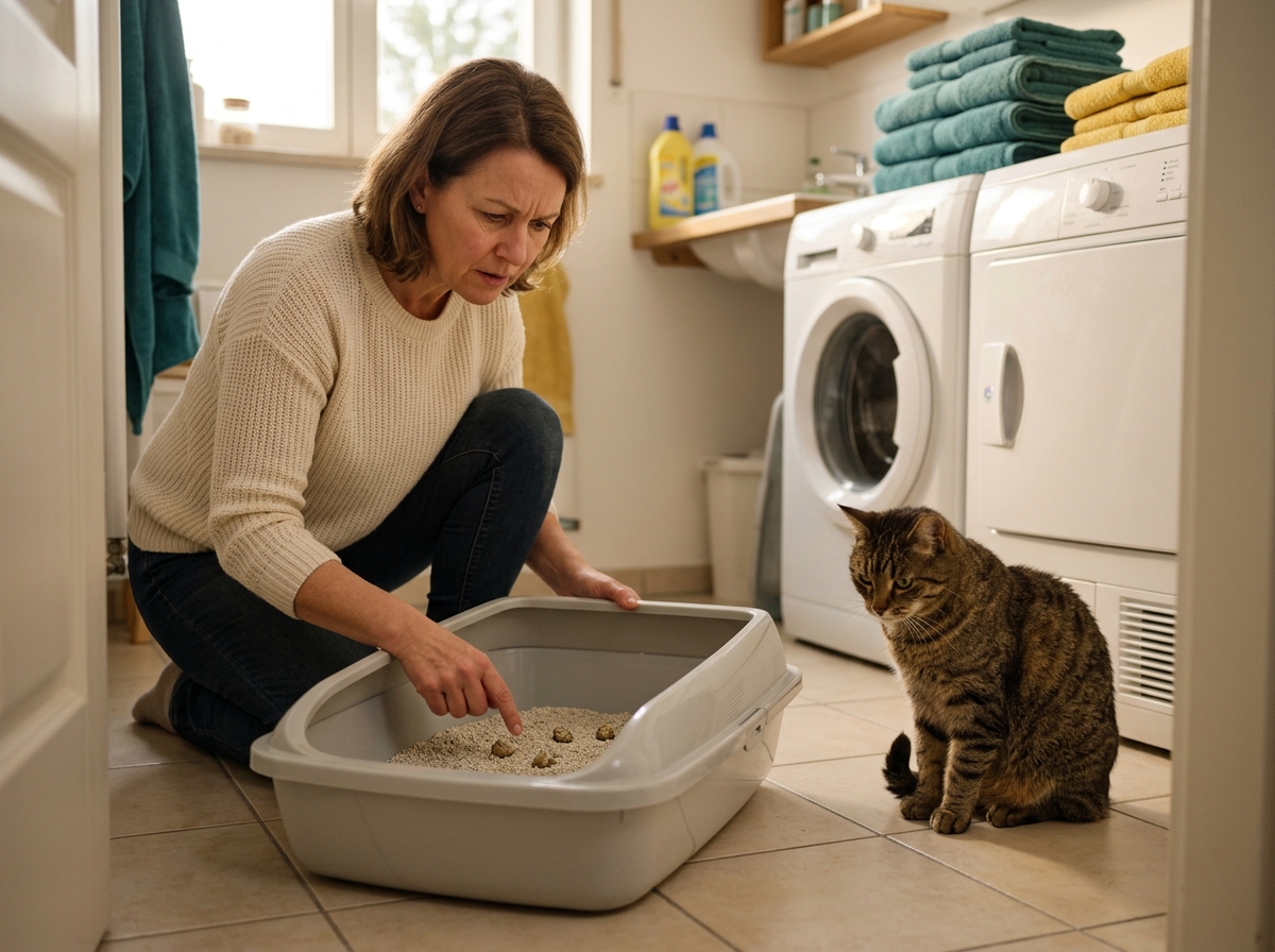 Erica noticed the small litter-box change before it became a late-night emergency.